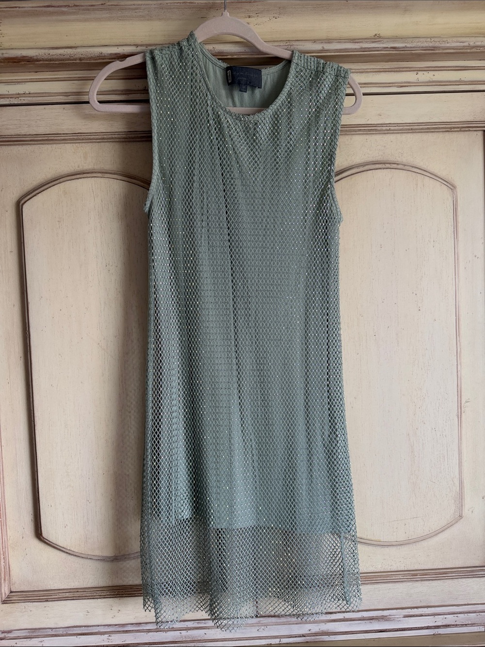 Sunday in Brooklyn Olive Green Mesh Midi Dress